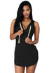 Sexy Black Cotton Sweat Hoodie Dress